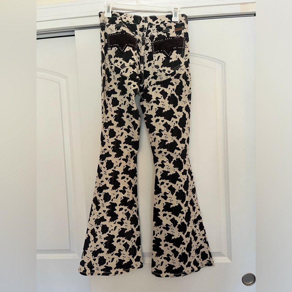 Rock And Roll Denim Bargain Button Cow Print Flare, 28/34